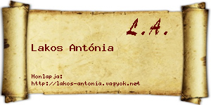 Lakos Antónia névjegykártya